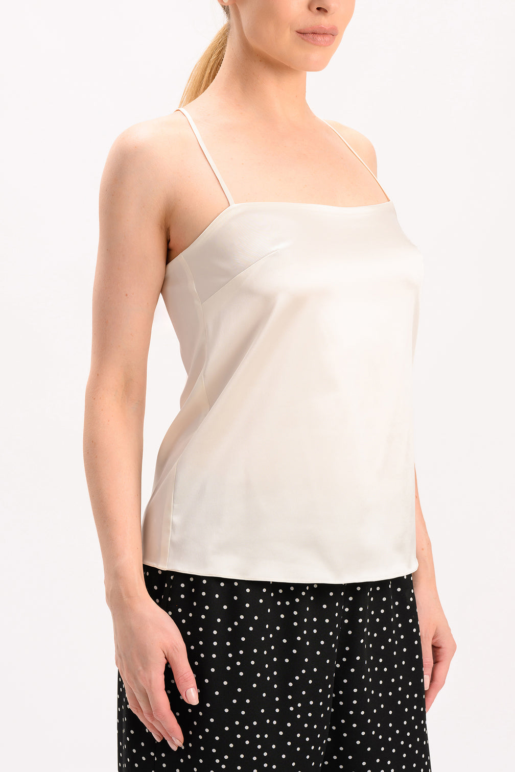 White Artificial Silk Camisole