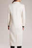 The high-quality cashmere coat has structured shoulders, clean lines and is crafted from versatile white cashmere.
