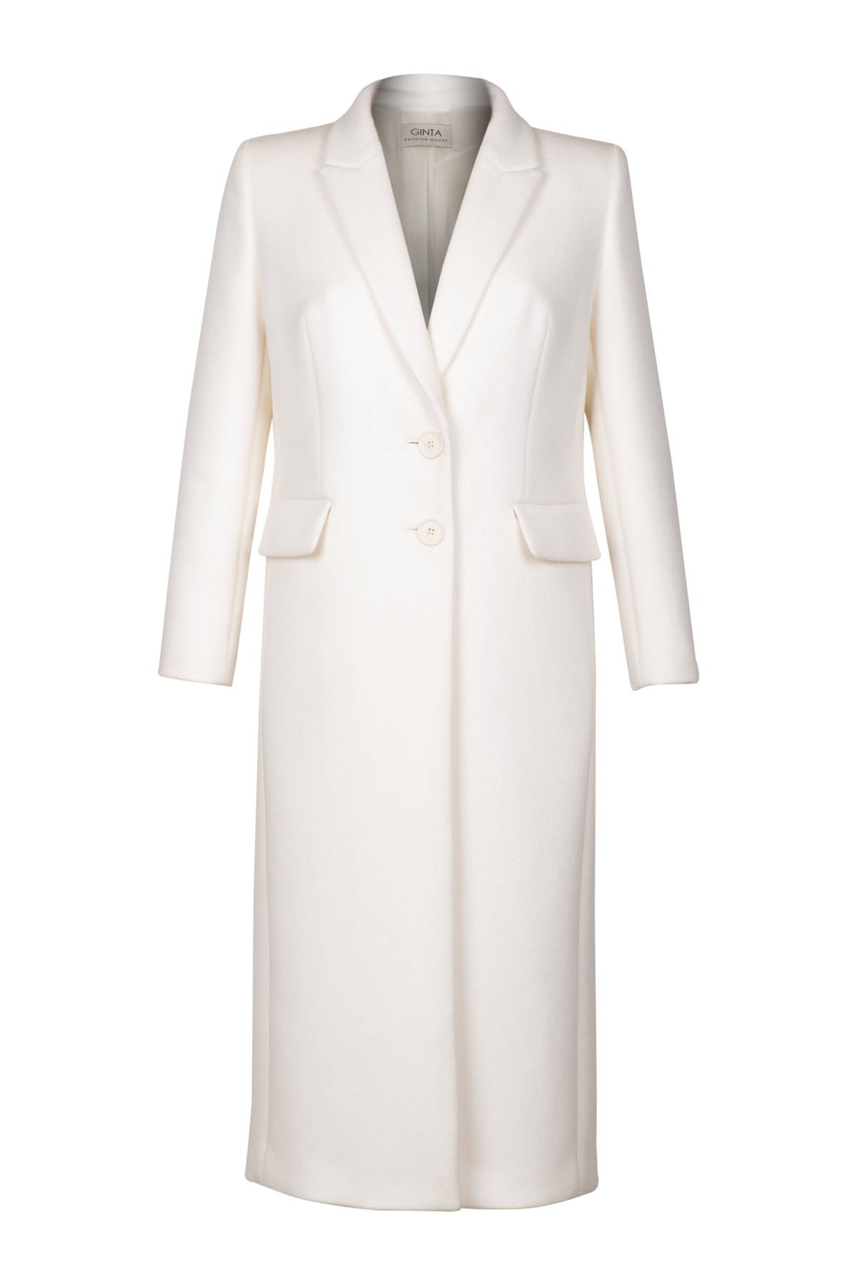 Wear this white cashmere coat over your wedding dress or on any other special day for a more refined look.