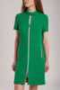 This green wool boucle dress has clean lines and a full-length front zipper with two handy zip pockets. 