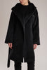 This alpaca-blend coat has a concealed front press fastening and a tie belt to keep it closed and define the waist.
